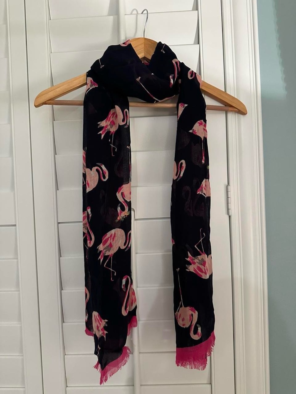 Vera Bradley Black Scarf with Pink Flamingo Print